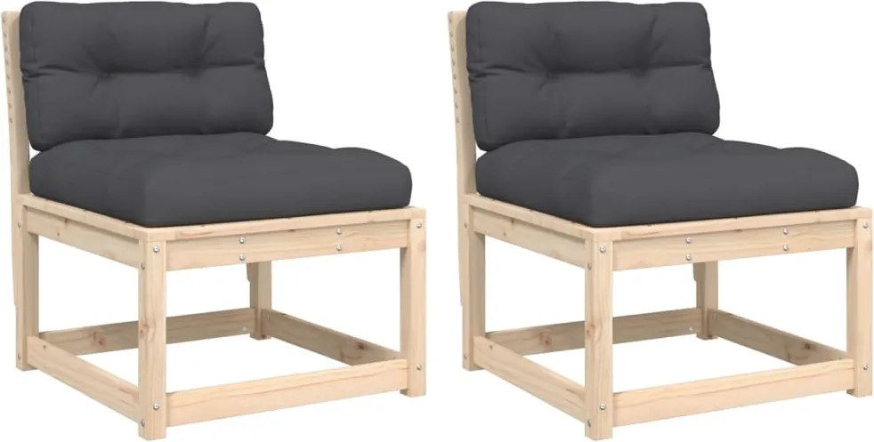 vidaXL 2 db tömör fenyőfa kerti kanapé párnával