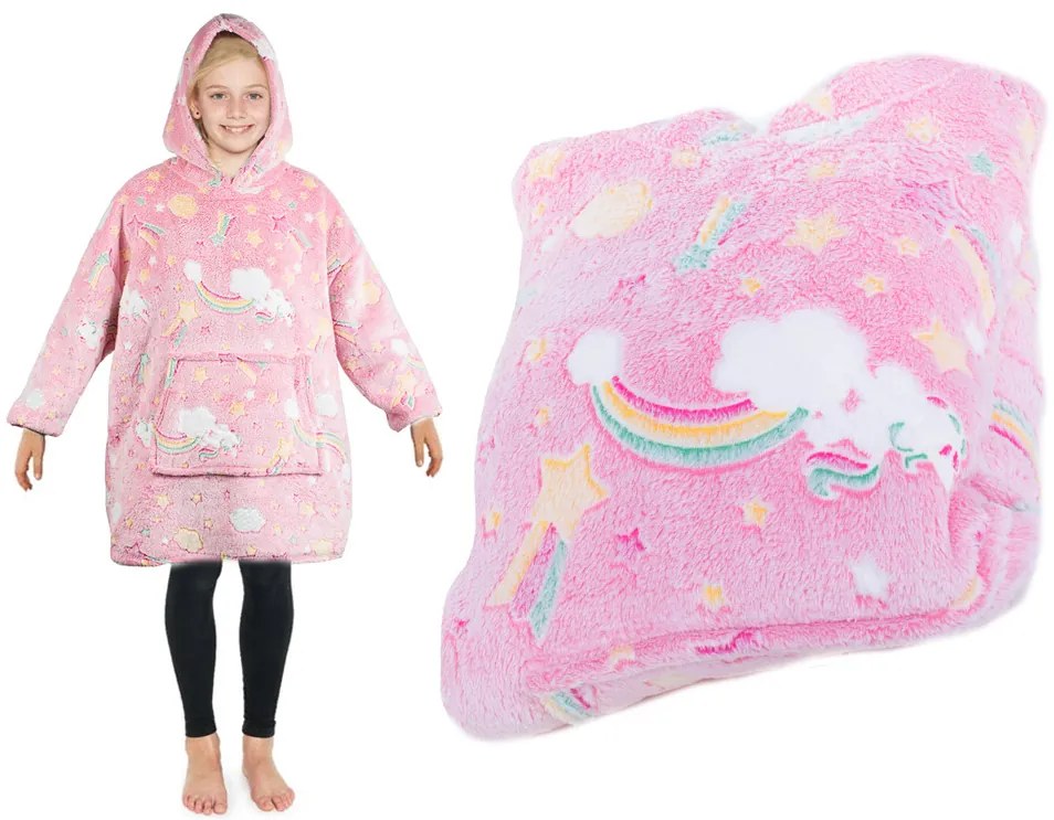 Gyerek pulóver - sötétben világító - rózsaszín