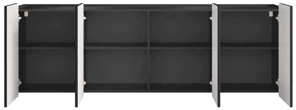 Malmi függesztett négyajtós komód 200 cm - matt fekete / fekete