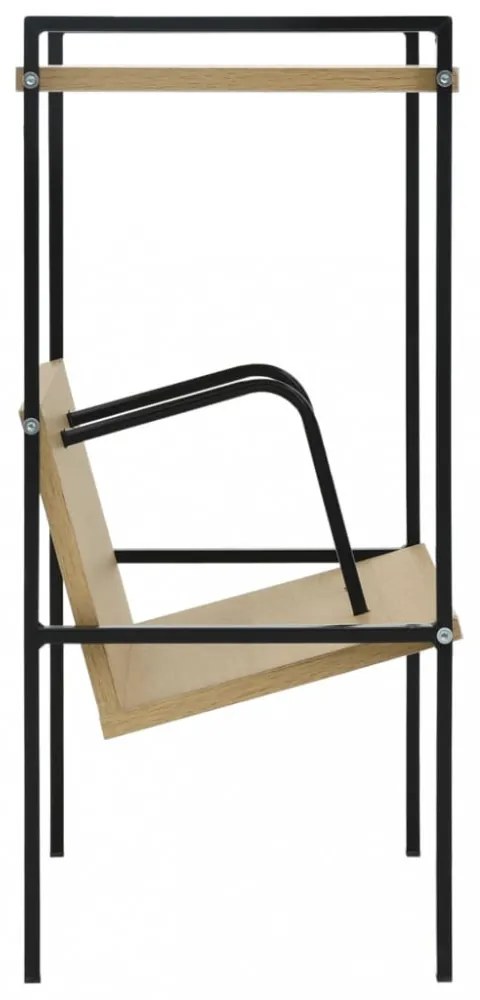2-szintes fekete és tölgy szerelt fa könyvespolc 52x28x59 cm