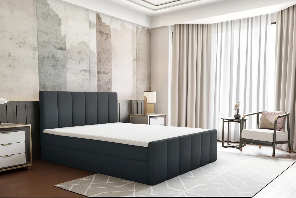 Boxspring ágy, 140x200, szürke, STAR