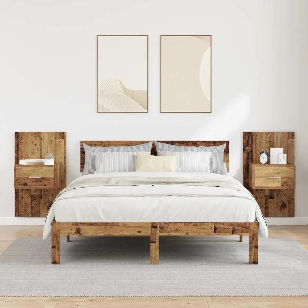 Ágyat tartó szekrény 2 pcs Régi fa 48.5 x 32.5 x 80 cm Faanyag