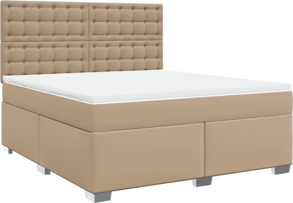 vidaXL cappuccino színű műbőr rugós ágy matraccal 180 x 200 cm