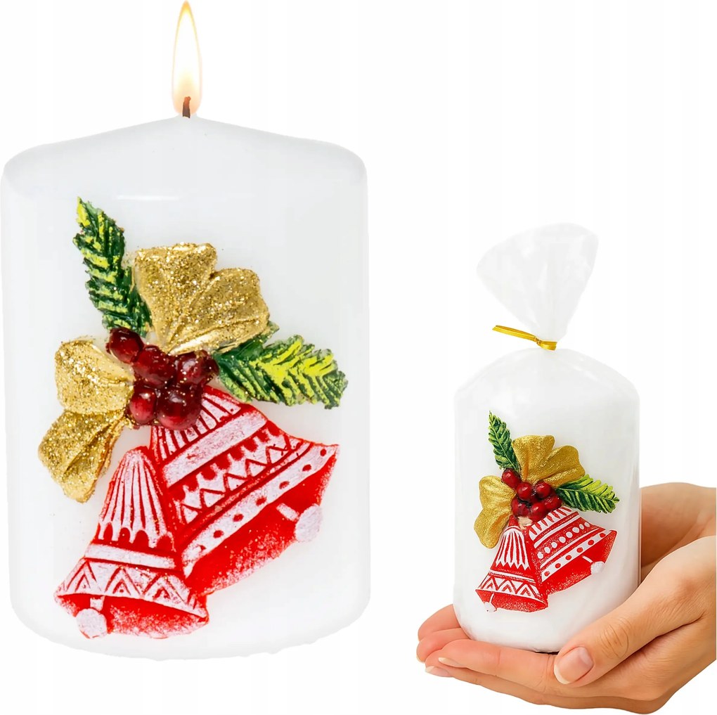 Karácsonyi gyertya dekorációs gyertya karácsonyi dísz csengettyű