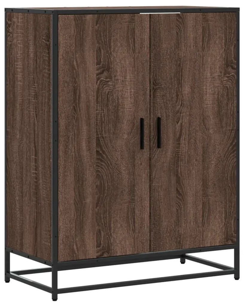 barna tölgy színű szerelt fa és fém cipőszekrény 75x38x97,5 cm