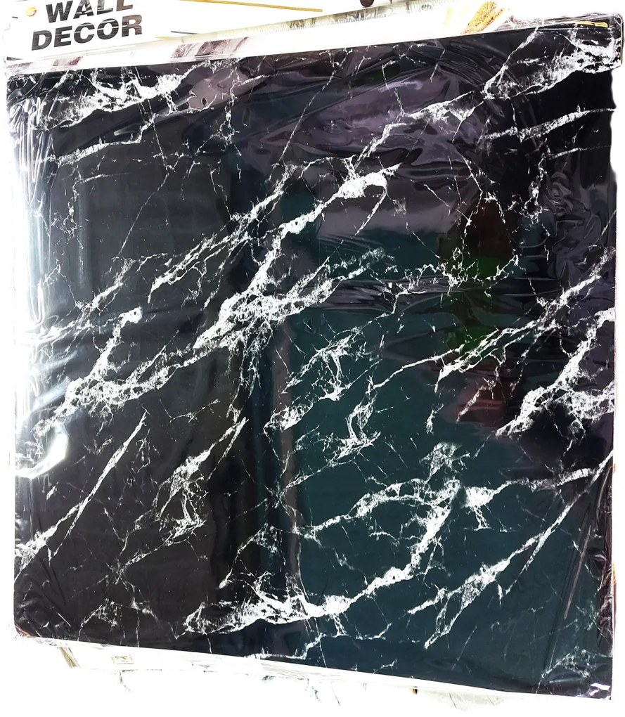 12 Db Királyi Márvány Dekor Lap Falpanel Falra 60 X 60 Cm Fényes Vízálló Felülettel Fekete Gránit
