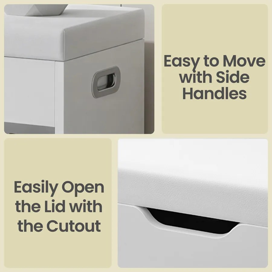 Tárolós Pad Párnával, Cipőpad Párnázott Üléssel, 30 x 80 x 44 cm, fehér