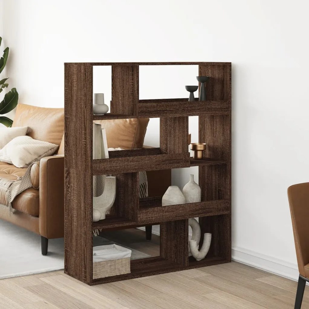 barna tölgy színű szerelt fa könyvszekrény 100 x 33 x 125,5 cm