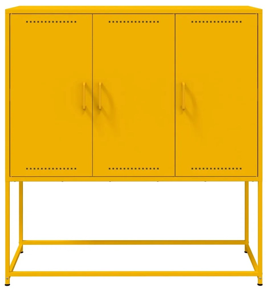 mustársárga acél magasszekrény 100,5 x 39 x 107 cm
