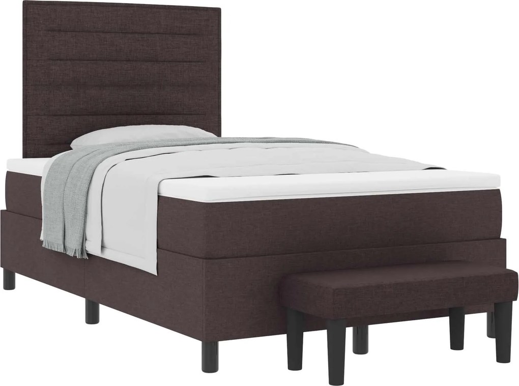 vidaXL Boxrugós ágy matracmal Sötét Barna 120 x 190 cm szövet