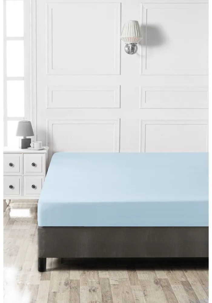 Világoskék gumis pamut lepedő 140x200 cm – Mijolnir