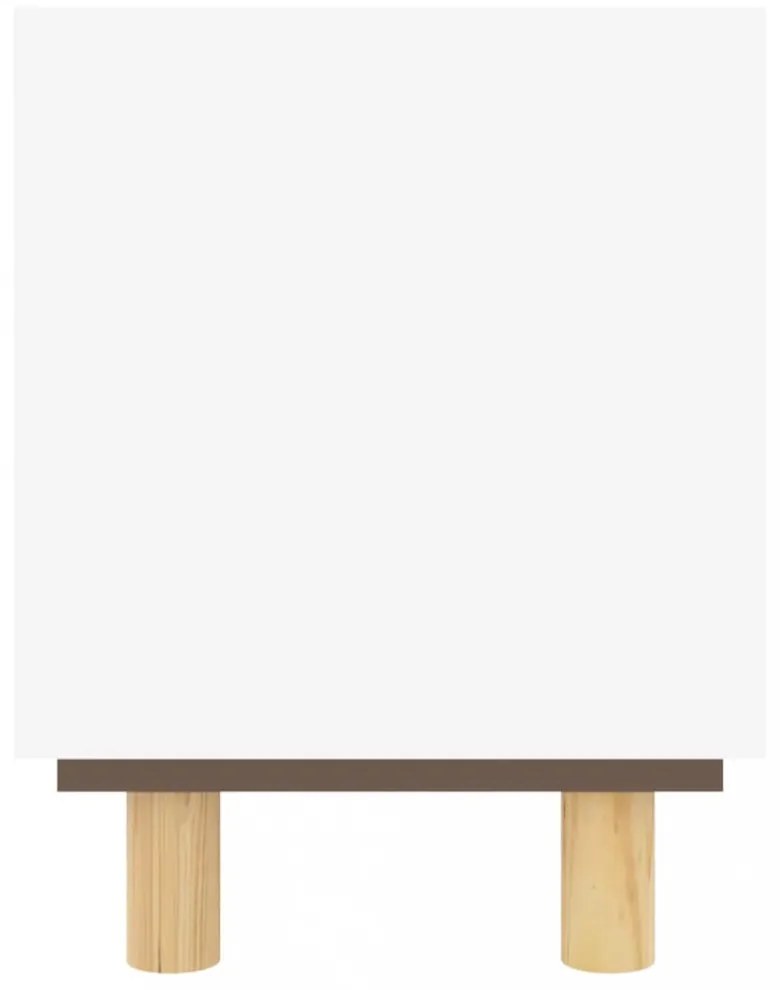 fehér fenyőfa és természetes rattan TV-szekrény 105x30x40 cm