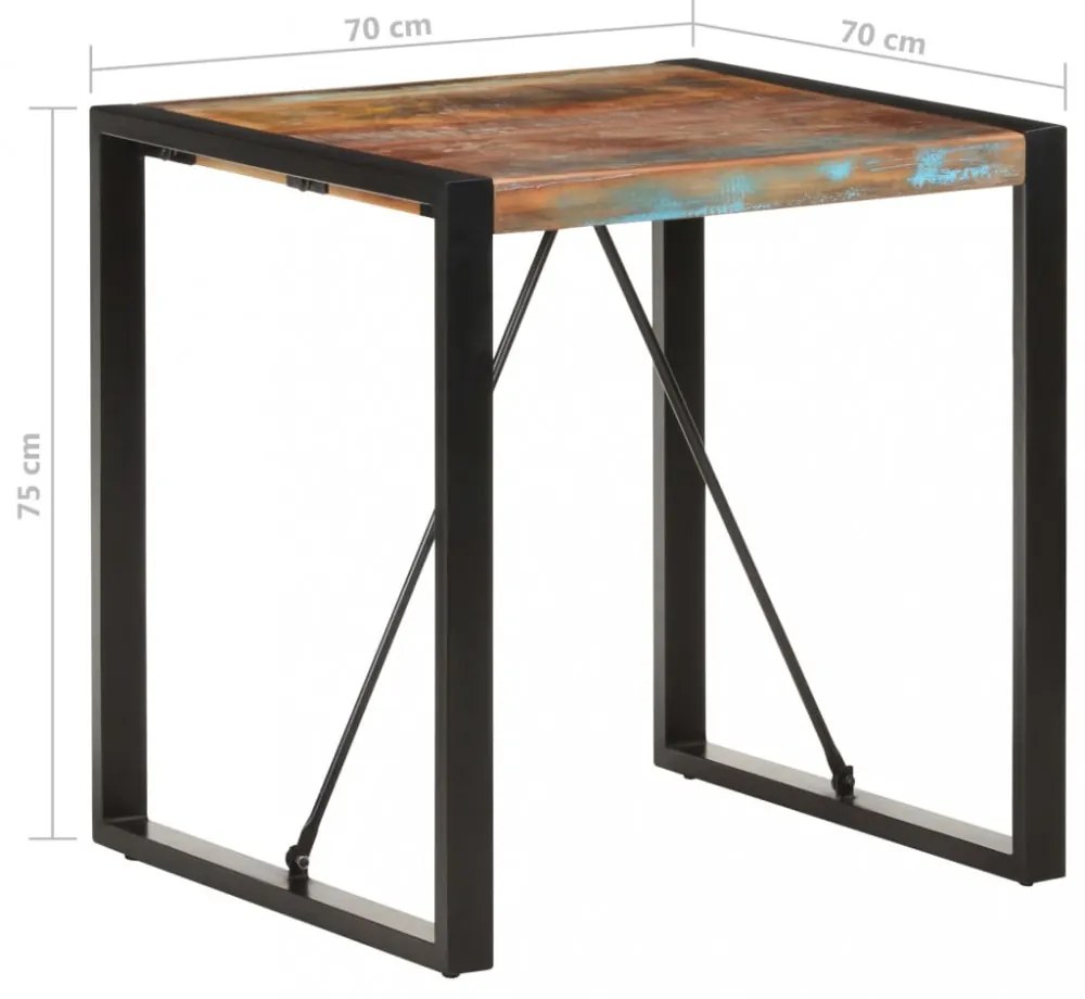 tömör újrahasznosított fa étkezőasztal 70 x 70 x 75 cm