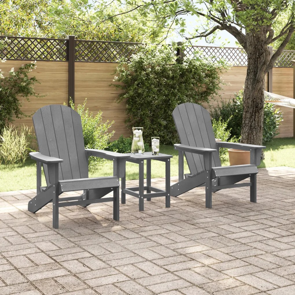 Adirondack székek 2 db Világosszürke 74x82x90 cm HDPE