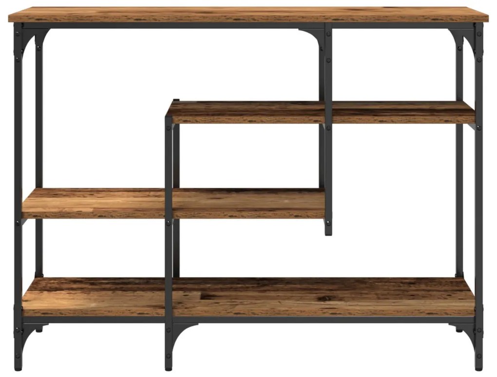 Konzolasztal Régi Fa 100x35x75 cm Mérnöki Fa és Acél