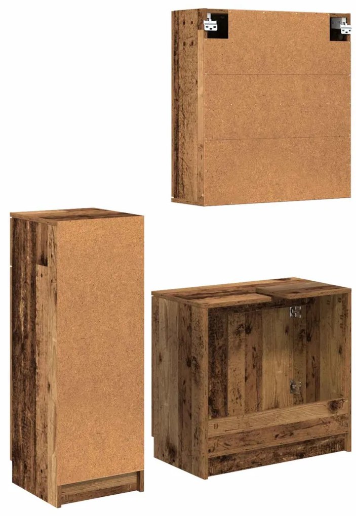 vidaXL Fürdőszoba bútor szett fiókkal ajtóval 3 pcs Öreg fa Faanyag