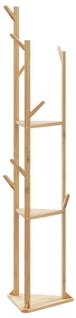 kabátállvány kampókkal és polcokkal bambusz 39x33x166cm bambusz