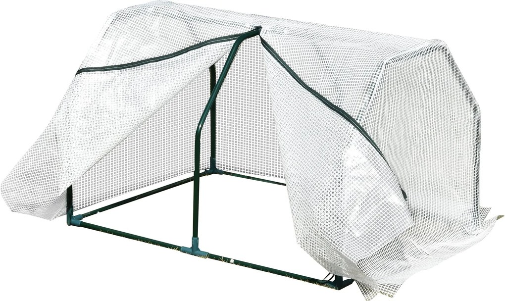 Outsunny Terrasz Üvegház 100x70x60 cm Kicsi Otthoni Kert Bölcső Cipzárral Növények és Virágok Neveléséhez Acél Váz PE Borítással Fehér | Aosom