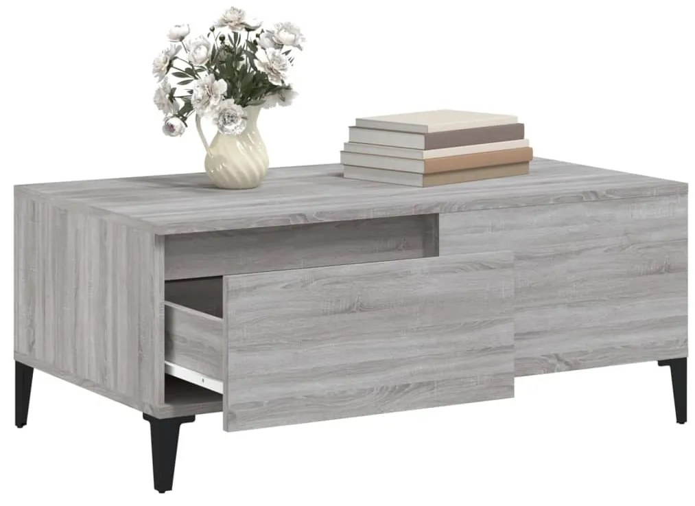 Szürke sonoma színű szerelt fa dohányzóasztal 90 x 50 x 36,5 cm