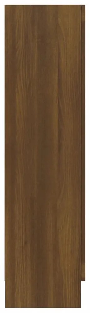 barna tölgyszínű szerelt fa vitrinszekrény 82,5x30,5x115 cm