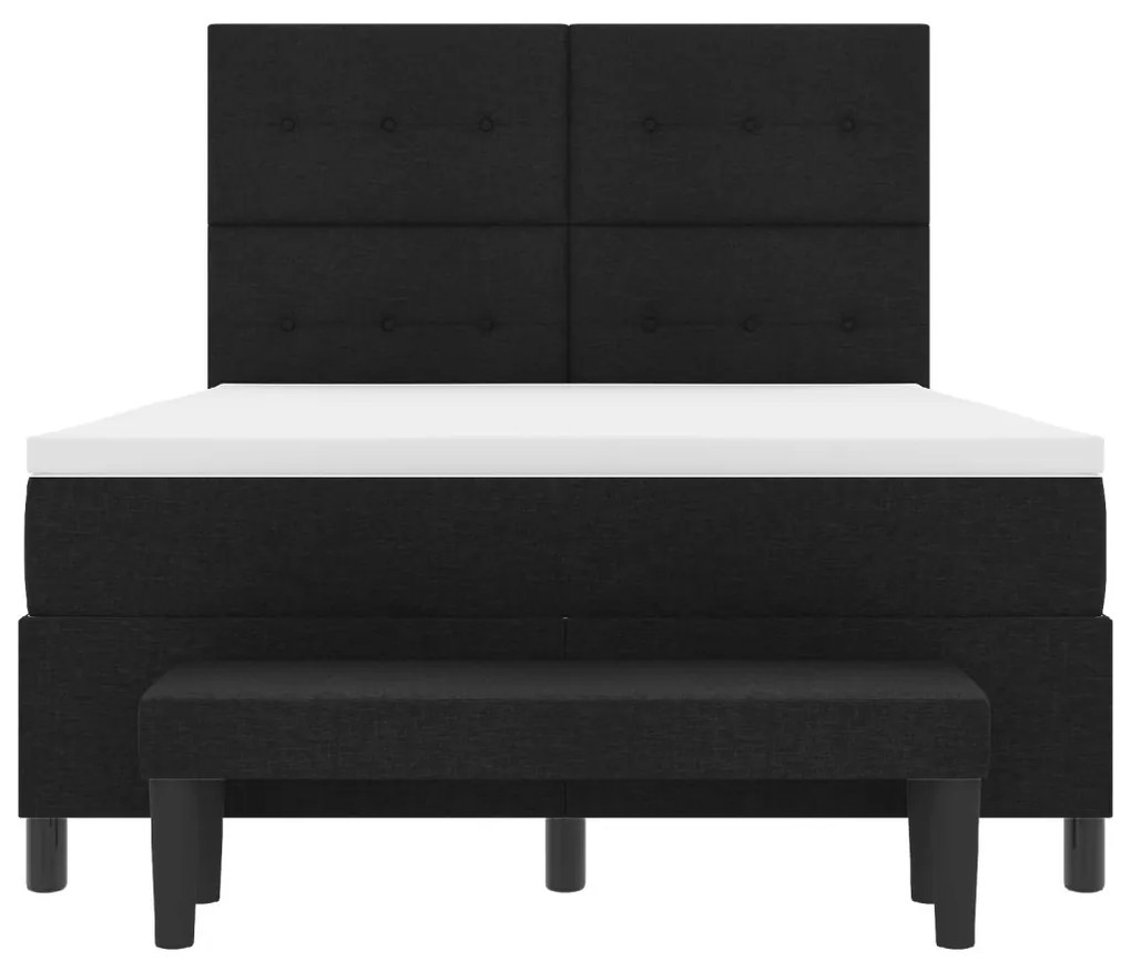 Box Spring Ágy matraccal és padal Fekete 160x200 cm Szövet