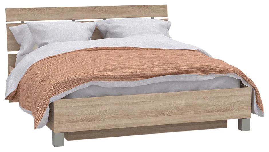 Ágy ágyneműtartóval, tölgy sonoma, 180x200, LUNA