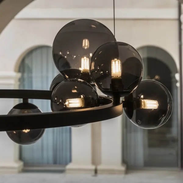 Ideal Lux - LED Csillár zsinóron PERLAGE 11xG9/3W/230V átm. 73 cm fekete/füstös