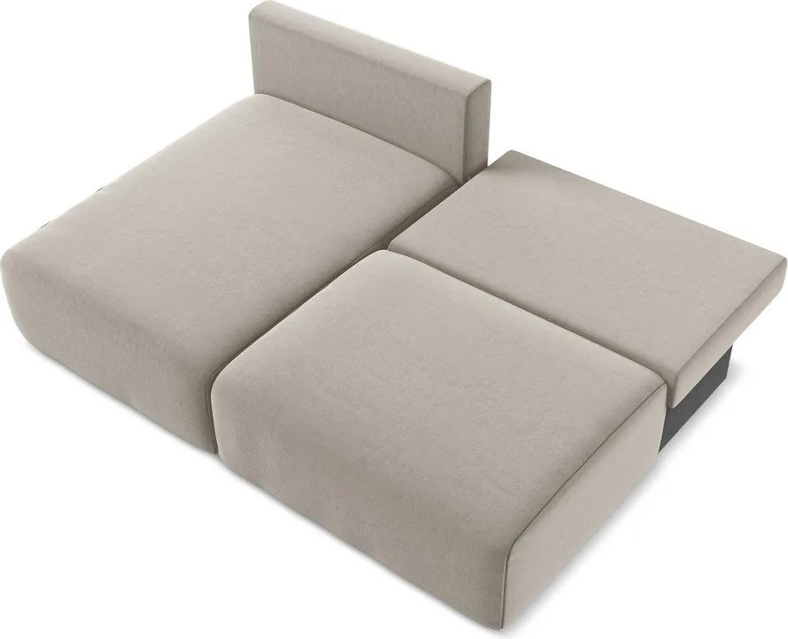 Szürkésbarna bársony kinyitható-tárolóhelyes sarokkanapé (bal oldali-heverő résszel) Kalena – Makamii