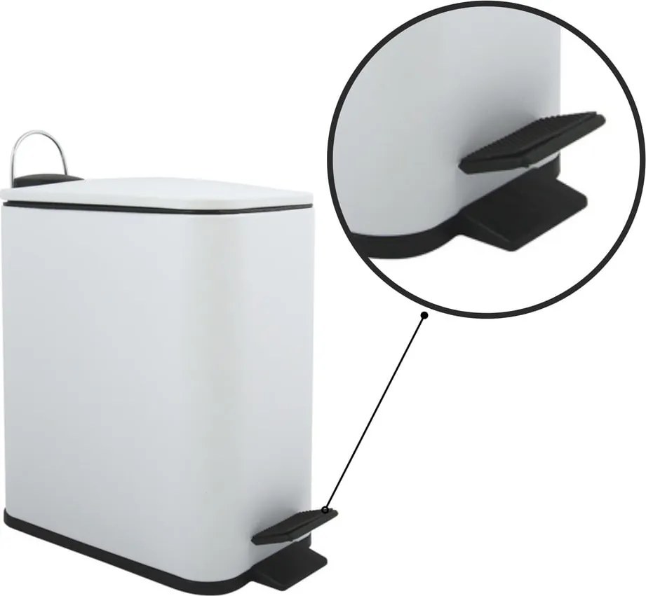 Matt fehér acél pedálos szemetes 5 l Erik – Spirella