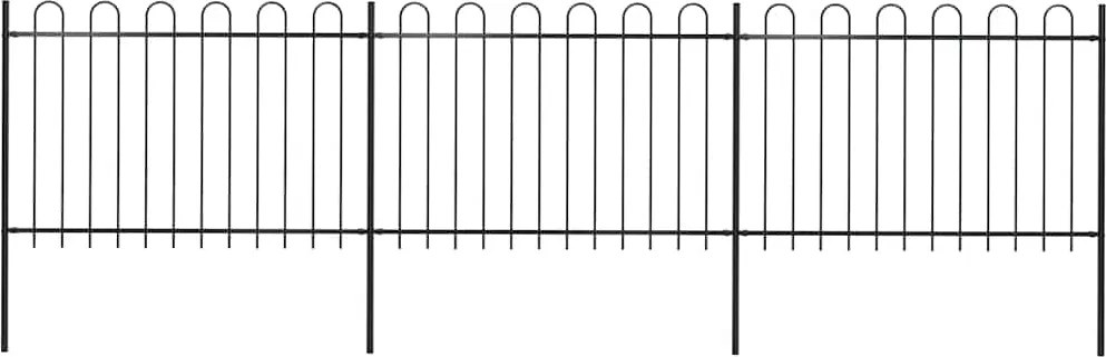 vidaXL fekete acélkerítés karikás tetejű 537 x 120 cm