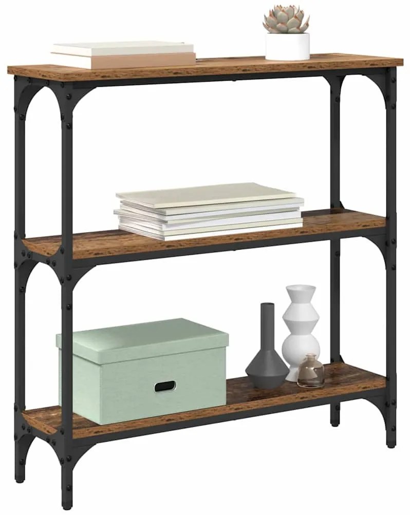 Konzolasztal Régi fa 75 x 22.5 x 75 cm Műgyanta fa és Fém