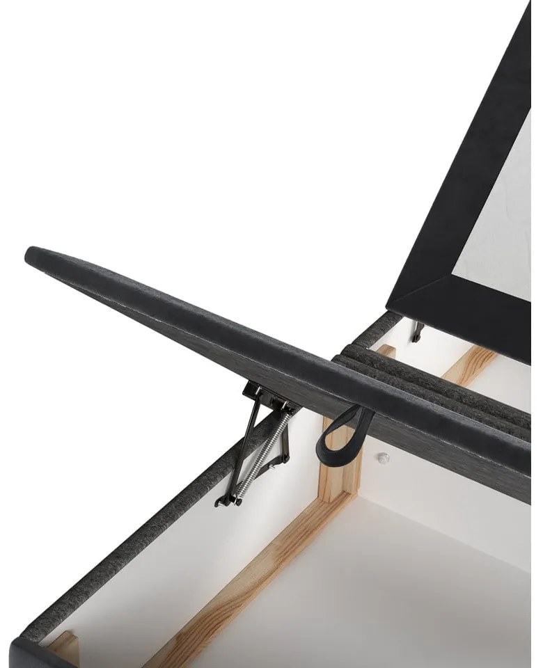 Antracitszürke kárpitozott ágyneműtartós franciaágy 140x200 cm Tate – Maison de Rêve