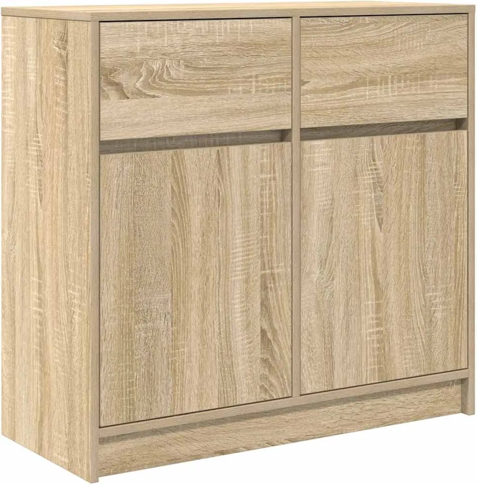 vidaXL sonoma tölgy szerelt fa tálalószekrény fiókos 80x34x76 cm