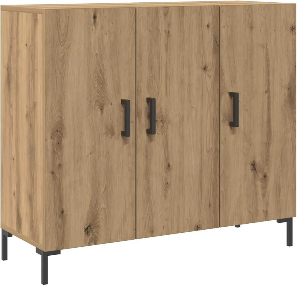 vidaXL kézműves tölgy színű szerelt fa tálalószekrény 90 x 34 x 80 cm