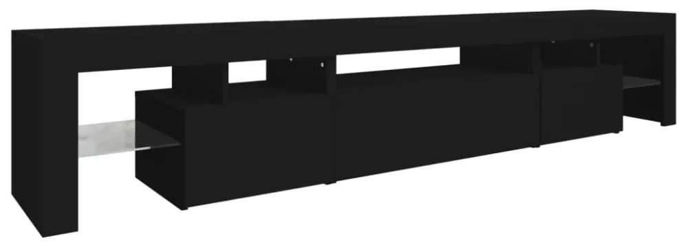 fekete TV-szekrény LED-világítással 215x36,5x40 cm