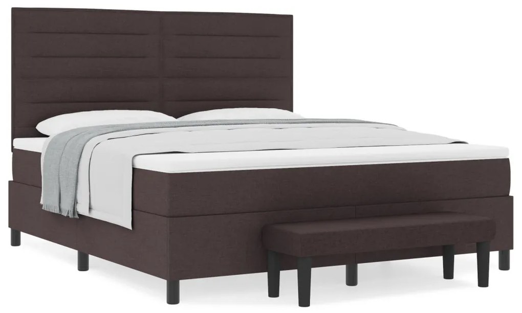 Boxspring ágy matraccal és padra sötétbarna 180x200 cm szövet