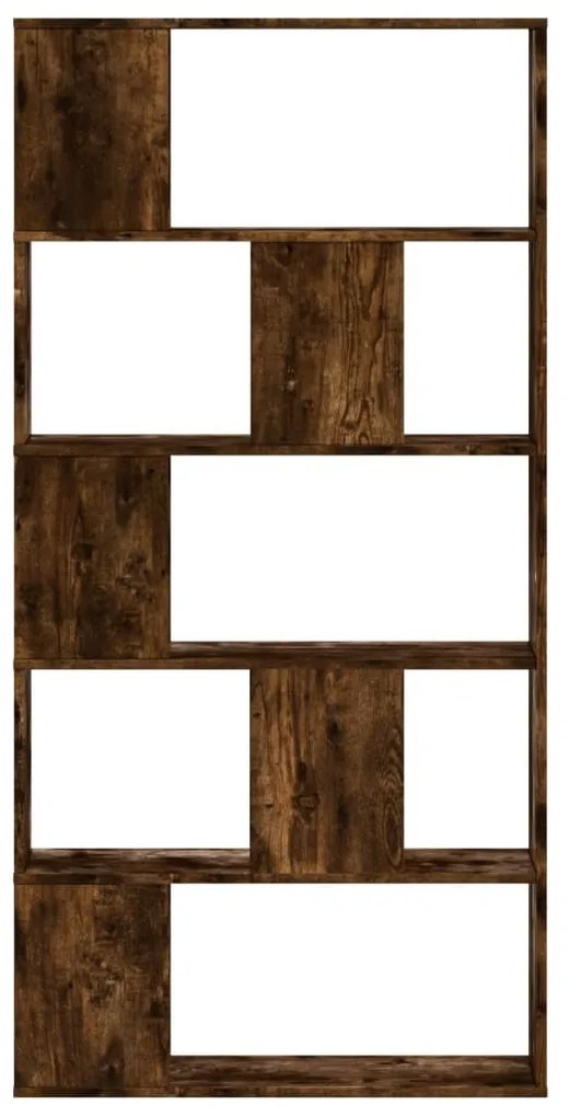 5 szintes füstös tölgy színű fa könyvespolc 80,5x23,5x162,5 cm