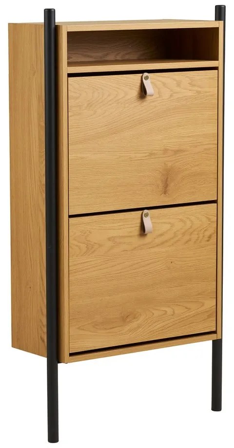 Natúr színű billenő ajtós cipőtartó tölgyfa dekorral 62x118x26 cm Barco – House Nordic