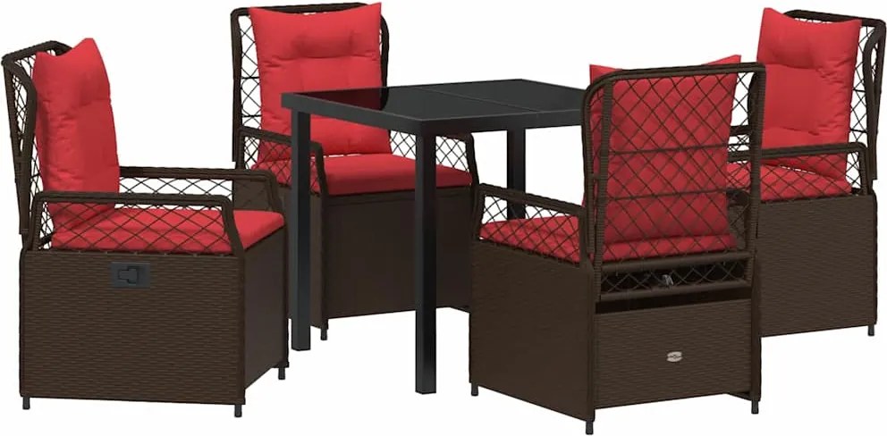 vidaXL Kert étkező szett 5 pcs Barna polirattan