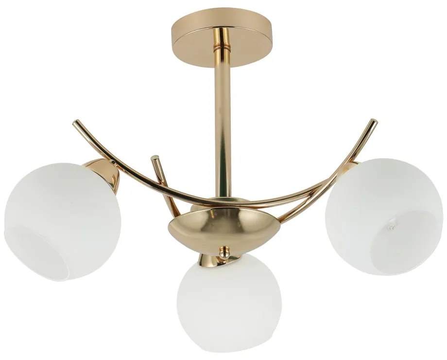 Fehér-aranyszínű mennyezeti lámpa üveg búrával 36x52 cm Amos – Candellux Lighting