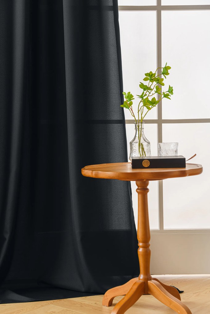 OXFORD fekete függöny 140x250 cm Felfüggesztés: Fém gyűrűk