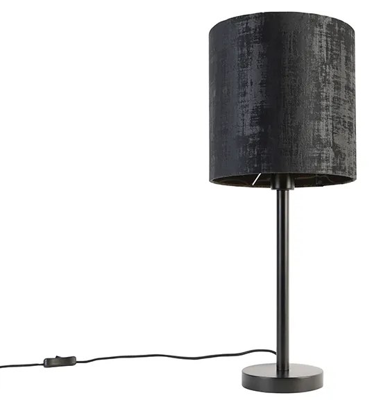 Modern asztali lámpa fekete árnyékolóval 25 cm - Simplo