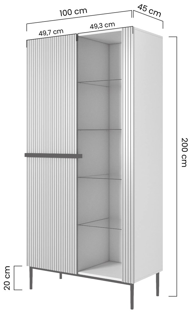 Nicole bordázott frontos vitrin 100 cm - kasmír / arany lábak