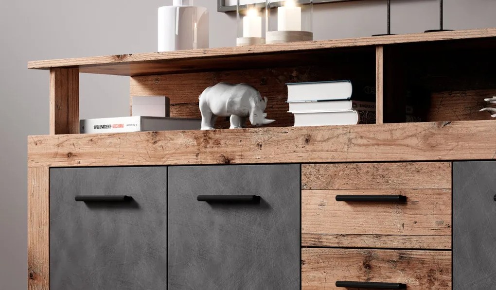 XXL/LUNA KOMODA 4D4S OLD STYLE DARK/MATERA