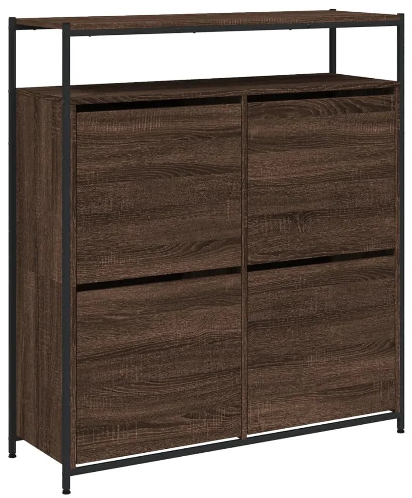barna tölgy cipőszekrény 4 kihajtható fiókkal 100x34x112 cm