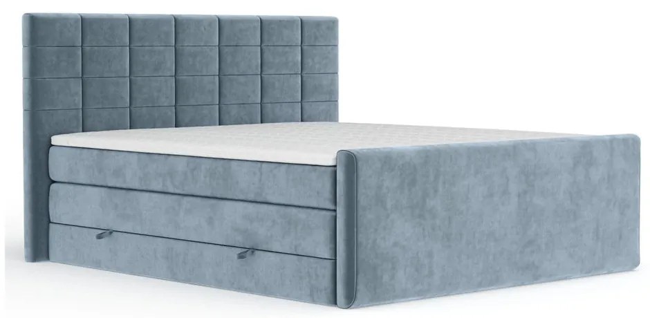 Kék ágyneműtartós boxspring ágy 180x200 cm Ava – Maison de Rêve