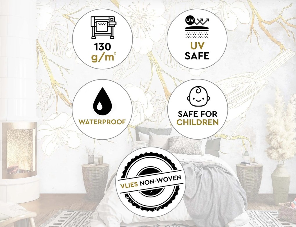 Gario Fotótapéta Madár és virágok Anyag: Vlies, Méret: 300 x 210 cm