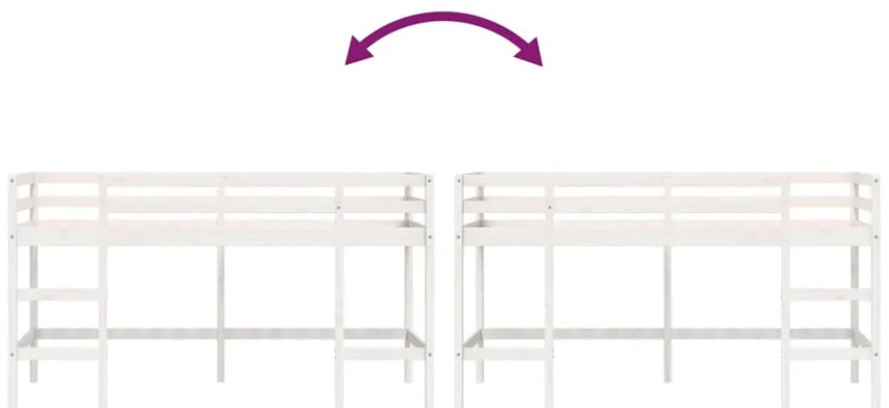 fehér tömör fenyőfa gyerek galériaágy létrával 80 x 200 cm