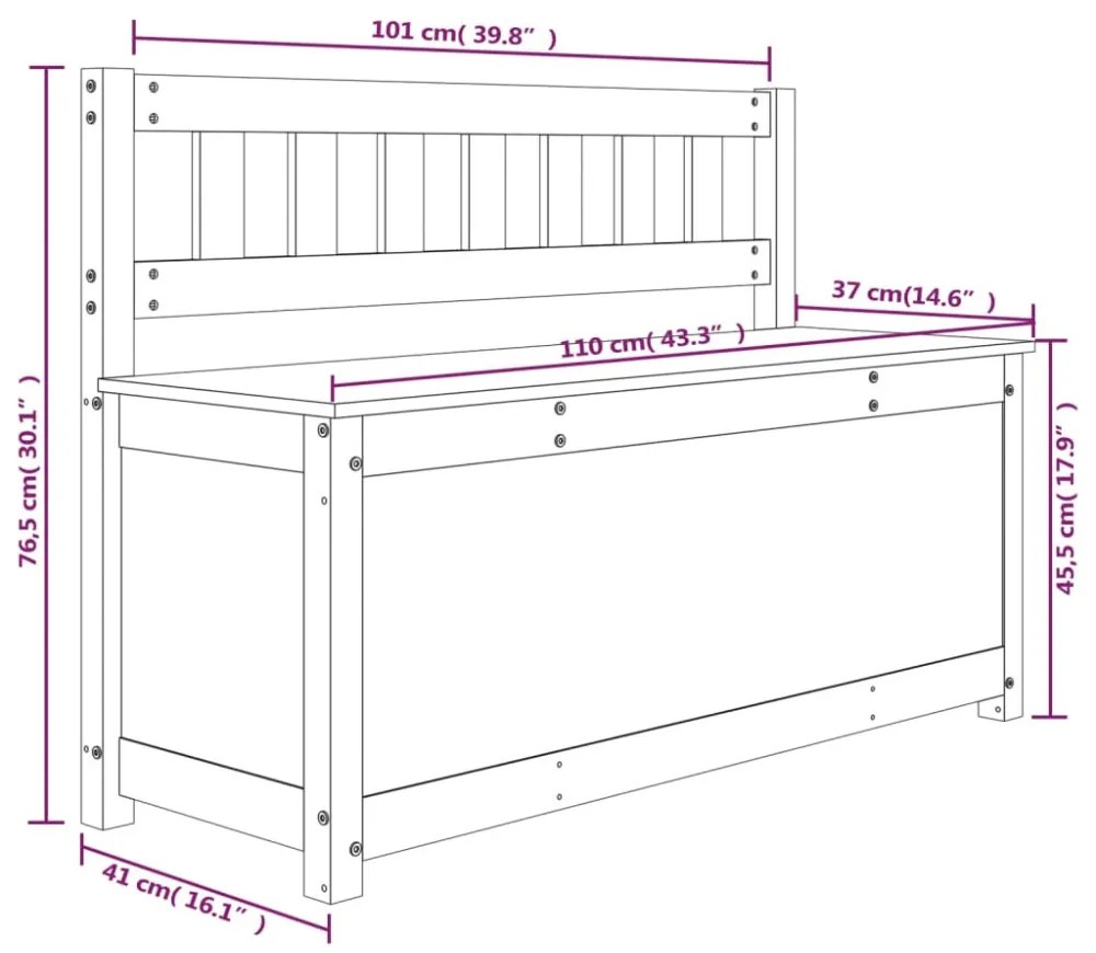 tömör fenyőfa pad 110 x 41 x 76,5 cm