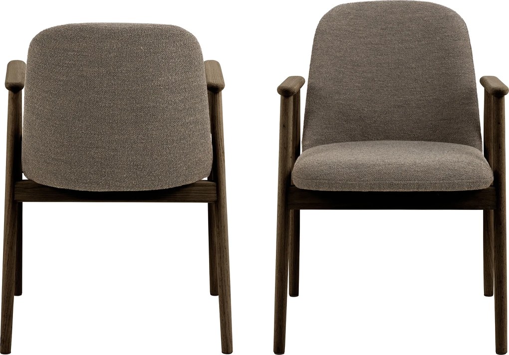 MAZZONI EXPORT RODERIC Barna Taupe (Monza 40)/füstölt lakkozott tölgyfa váz (dió árnyalat) - RETRO FA SZÉK BOUCLÉ  NAPPALIBA ÉTKEZŐBE KONYHÁBA